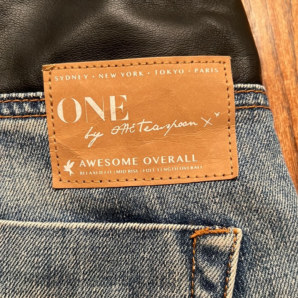 One Teaspoon Denim Distressed Style W/ Black Adjustable Faux Leather Trim 30 - Picture 10 of 13